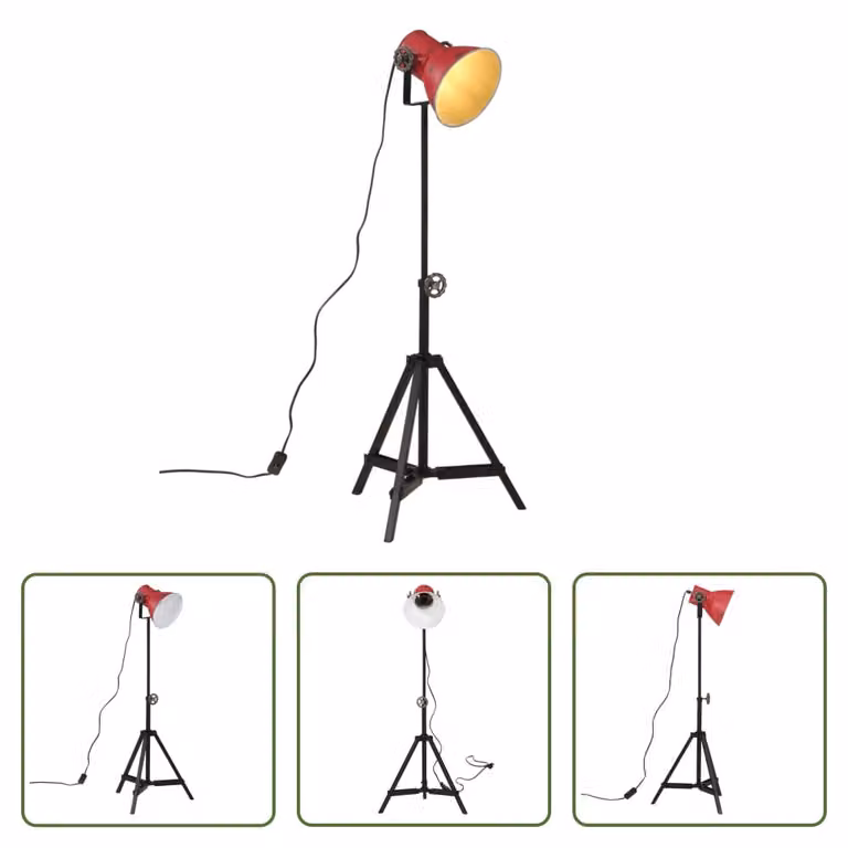 The Living Store Lampada da terra 25 W Rosso 35x35x65/95 cm E27