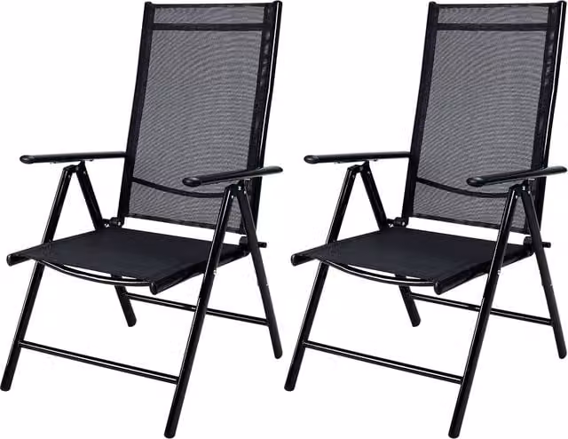 Set di 2 sedie da giardino Casaria Bern in alluminio antracite con seduta in textilene e braccioli – 1