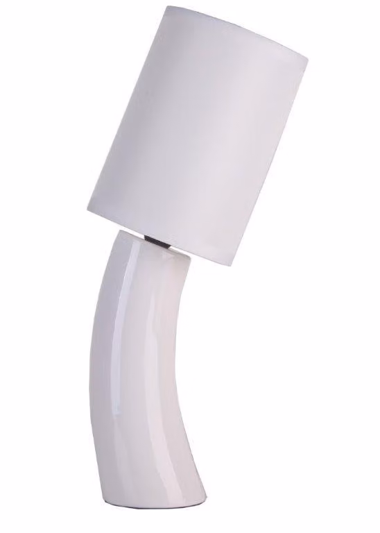 Lampada da comodino in Vetroceramica, colore bianco, con paralume. (Modello 2978)