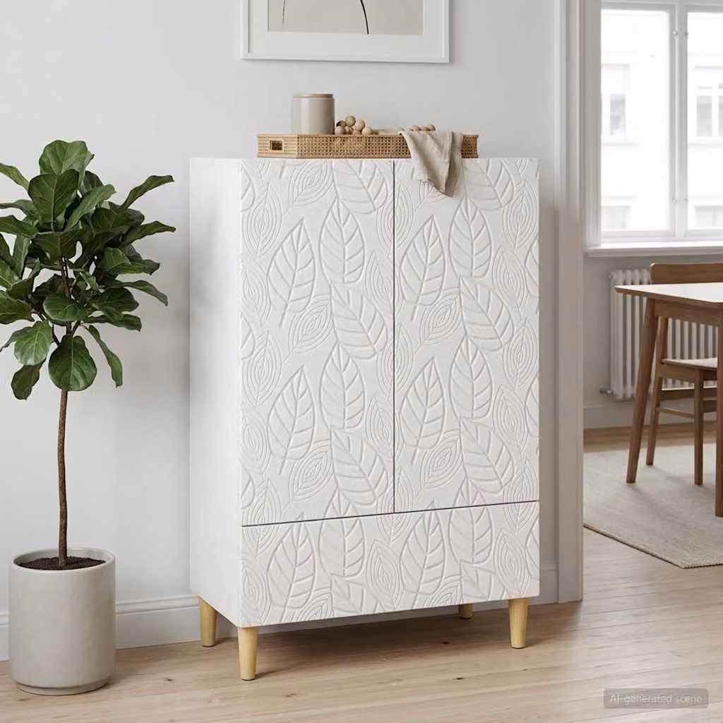 Credenza moderna vidaXL in legno ingegnerizzato bianco lucido L: 66 cm, P: 34,5 cm, H: 95 cm