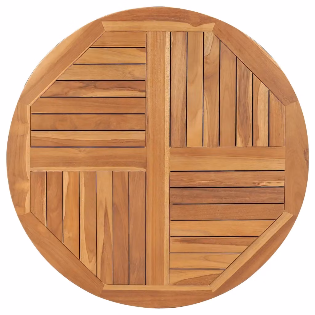 Piano Tavolo Rotondo in Legno Massello di Teak VIDAXL, Marrone, Diametro: 90 cm, Spessore: 2,5 cm – 2