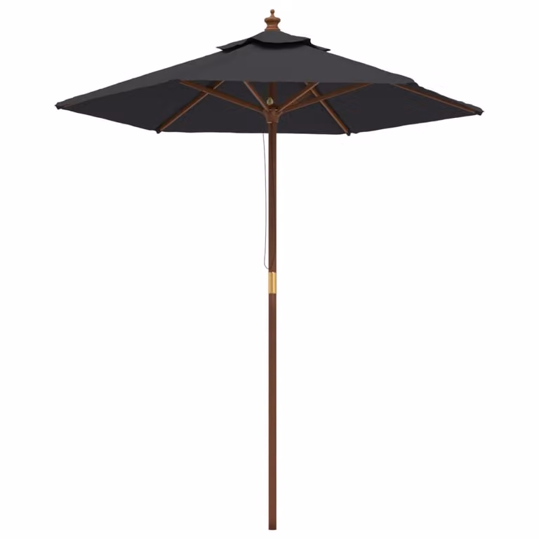 Ombrellone da Giardino con Palo in Legno Nero 196x231 cm