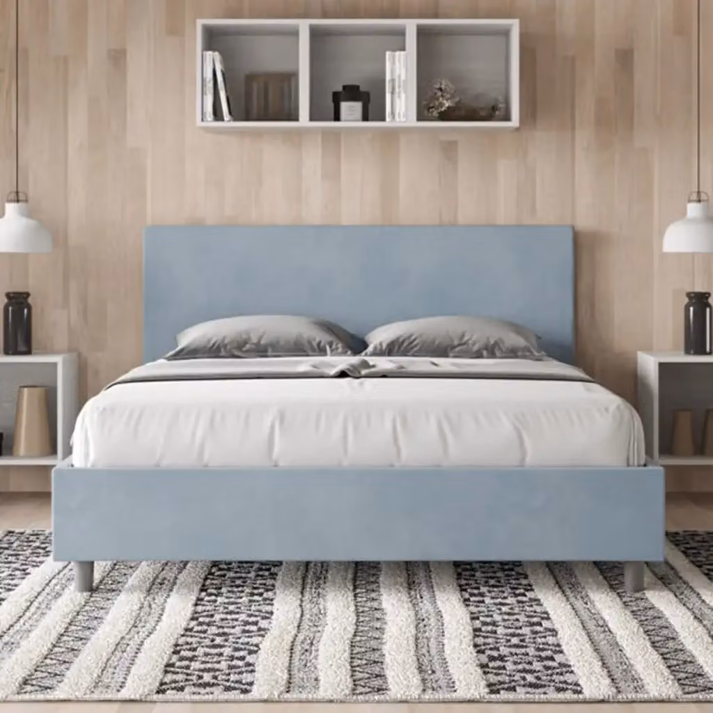 Letto matrimoniale contenitore Adele Ityhome imbottito in microfibra azzurro L/P/H: 160 x 210 x 106 cm – 2