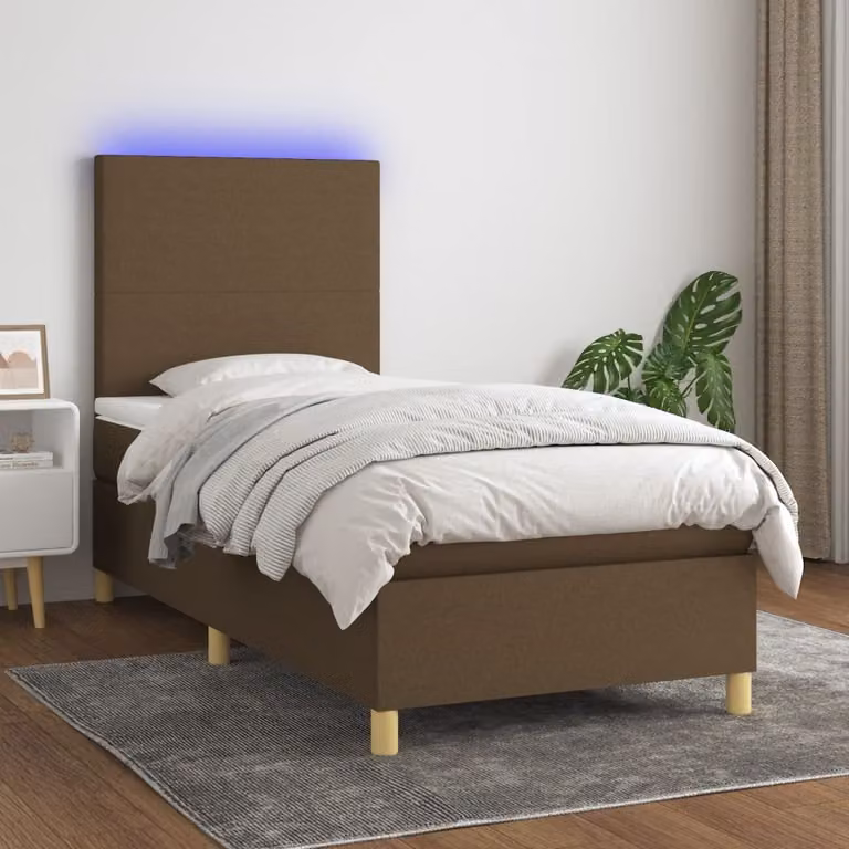 Maison Exclusive - Letto boxspring con materasso e LED marrone scuro 90x190 cm tessuto