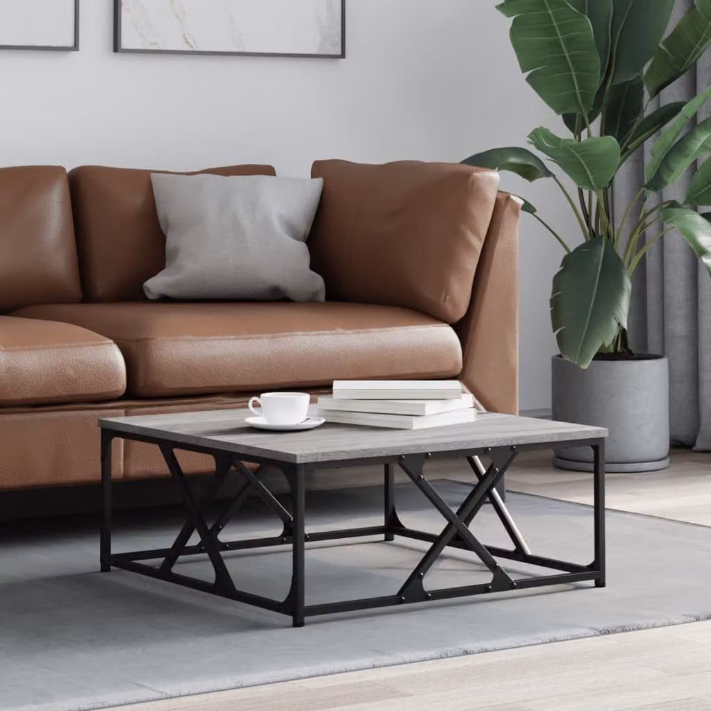 vidaXL Tavolino da Salotto Moderno Grigio Sonoma L: 70 cm, P: 70 cm, H: 30 cm