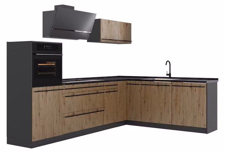 Cucina angolare completa Vicco R-Line Rovere artigianale/Antracite 287 x cm piano di lavoro Antracite, Model 67517