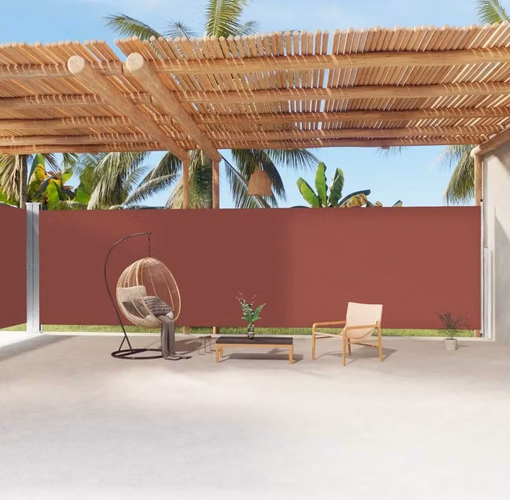 The Living Store Tenda laterale estensibile marrone 220x1200 cm