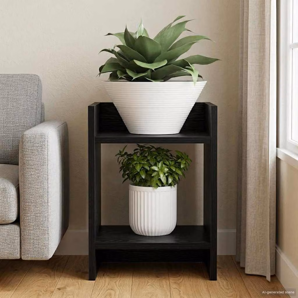 vidaXL Supporto per piante moderno in legno nero L/P/H: 30 x 30 x 40 cm
