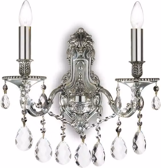 Applique Classica Gioconda Metallo-Cristallo Argento 2 Luci E14