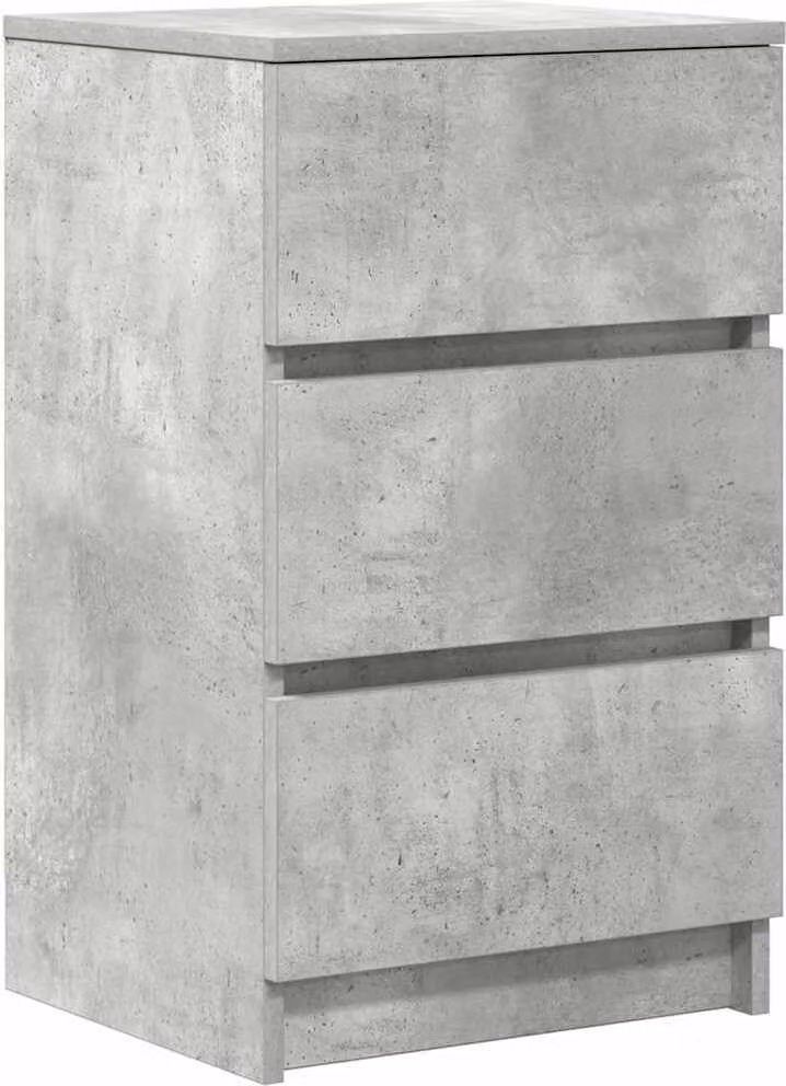 Comodino con 3 Cassetti Grigio Cemento 39x35x65 cm