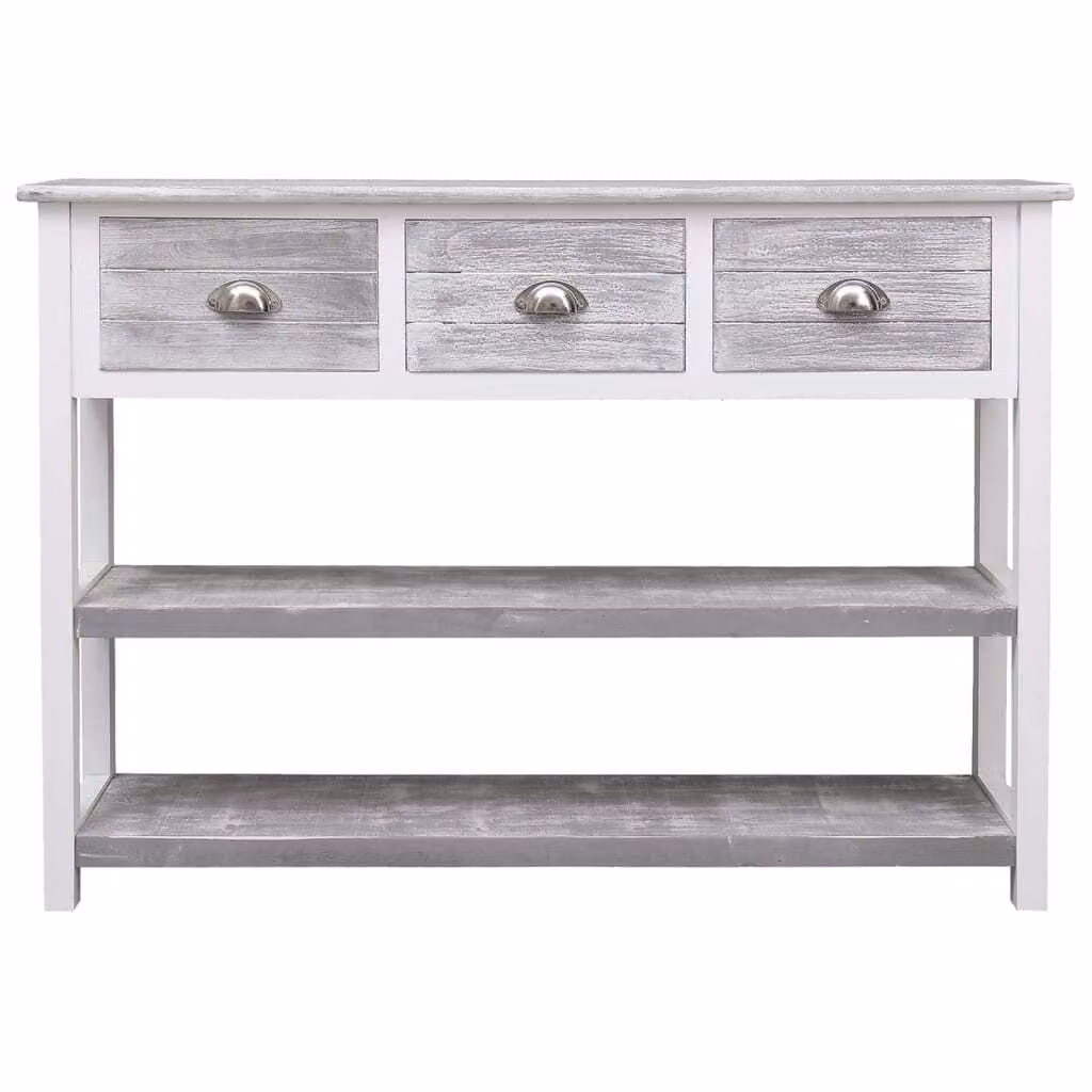 vidaXL Credenza grigio antico 108x30x76 cm in legno massiccio di paulownia