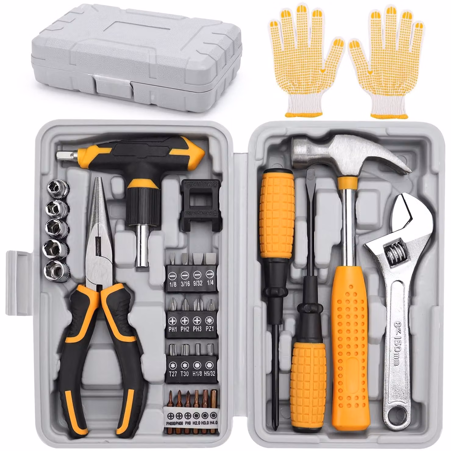 Omgoods - Set di utensili manuali compatto per la casa e l'ufficio - Cassetta degli attrezzi portatile