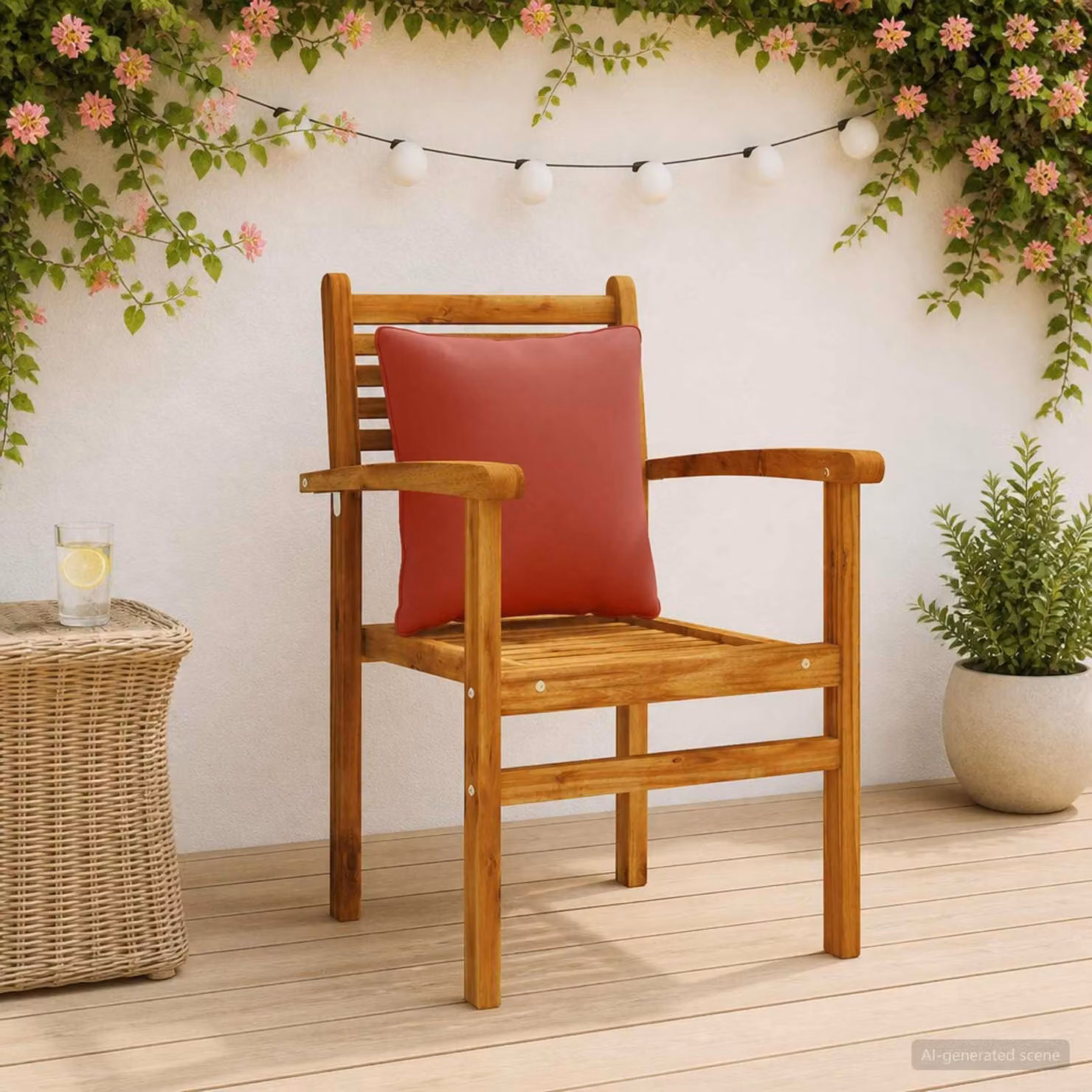 Set di 4 cuscini per schiena quadrati vidaXL PUTTEN in poliestere, colore rosso