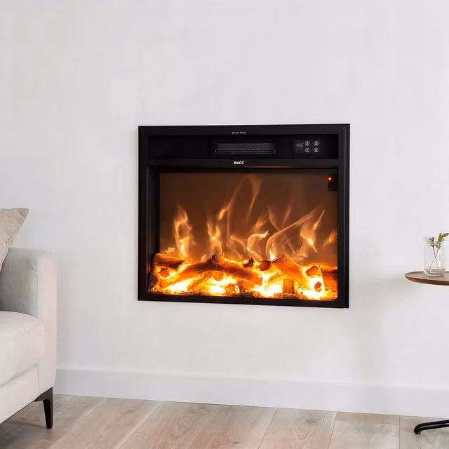 Mpc Caminetto Vulcano Bruciatore Elettrico Led Per Camino Da 1500w Solo Effetto Fiamma Nero Nuovo Bruciatore Elettrico Led Da 1500w Compatibile Con Cornici o Camini Esistenti Telecomando Incluso
