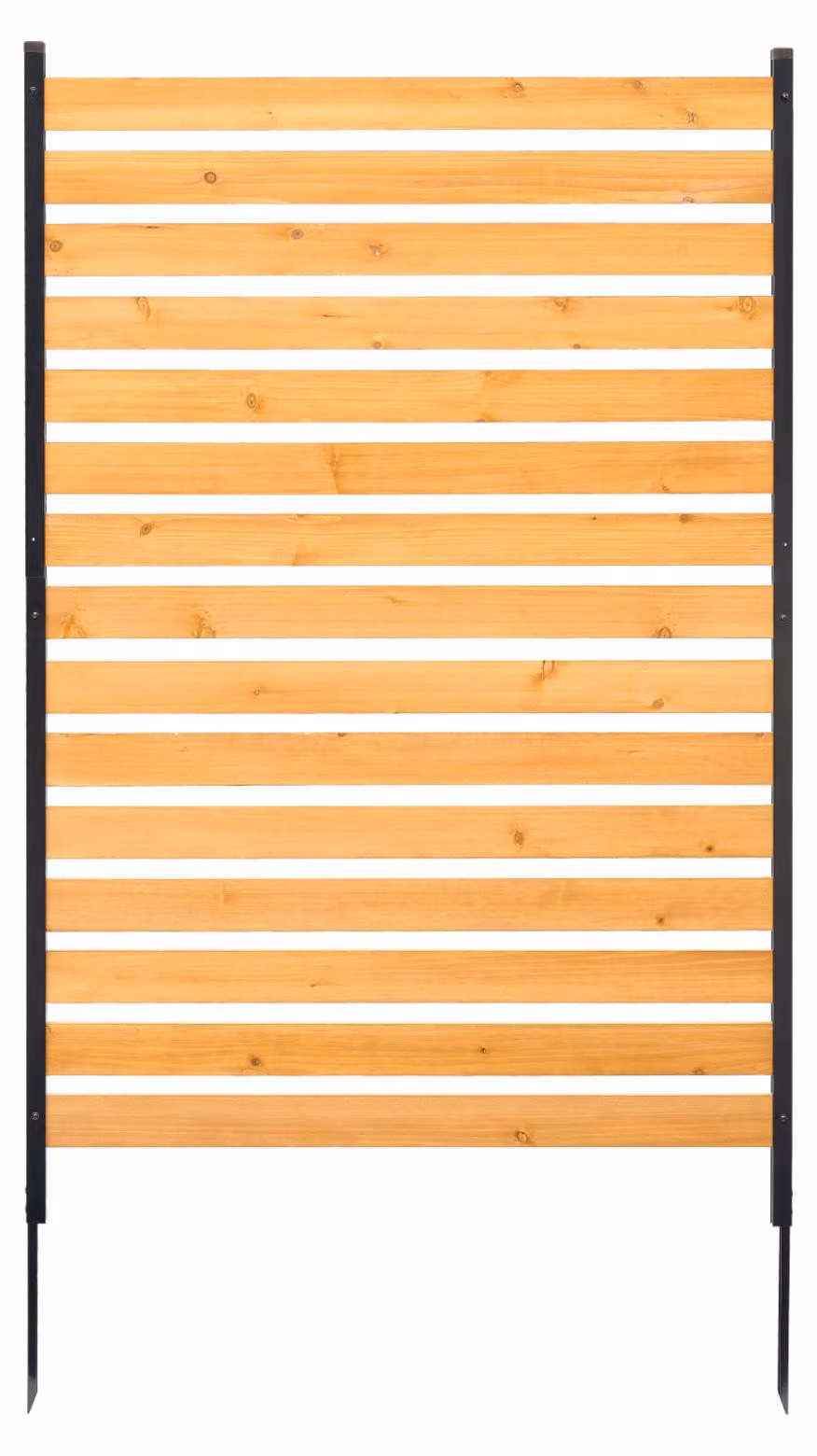 SucceBuy Recinzione in legno per la privacy, 99,1 cm L x 155,4 cm L, schermo per recinzione a 1 pannello per climatizzatori, recinzione per attrezzature da piscina con pali in metallo, facile da montare fai da te, copertura per bidoni della spazzatura da