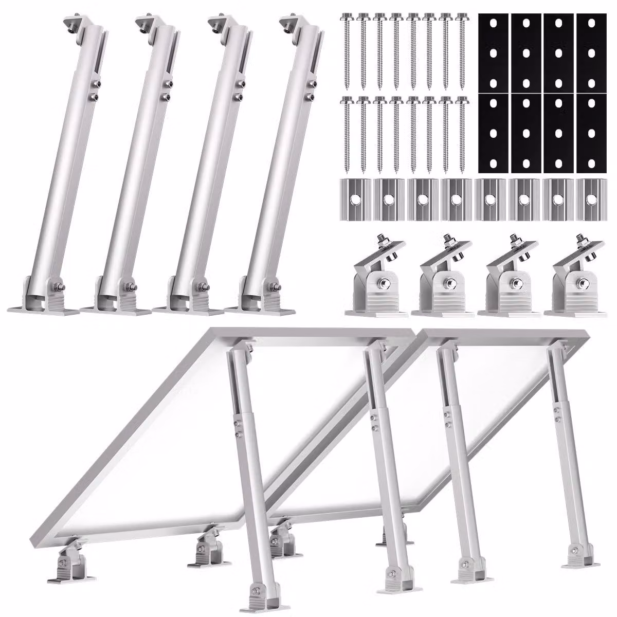 2 coppie di moduli solari di elevazione montaggio balcone centrale elettrica tetto piatto modulo fotovoltaico montaggio alluminio 15-30° regolabile pannello solare montaggio sul tetto