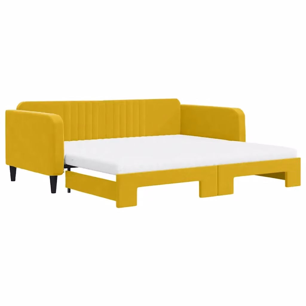 Divano Letto Estraibile Moderno vidaXL in Velluto Giallo per Soggiorno e Camera da Letto L/P/H: 223 x 110 x 75 cm – 2