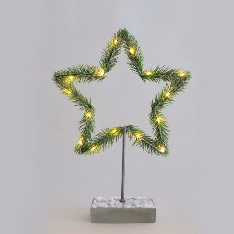 ACA Stella di Natale illuminata da tavolo, 15 mini LED, luce bianca calda, alimentata a batterie (2xAA), grado di protezione IP20, 40 cm, X09151107