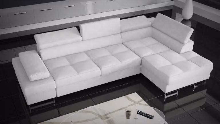 Sofas L-Form Sofa Couch Polster Wohnlandschaft Design Ecksofa Textil Leder