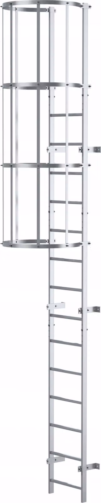 Drabest | Scala di evacuazione in alluminio - 3-4 M - 150 kg - Modulare - Gabbia di sicurezza - 14 gradini