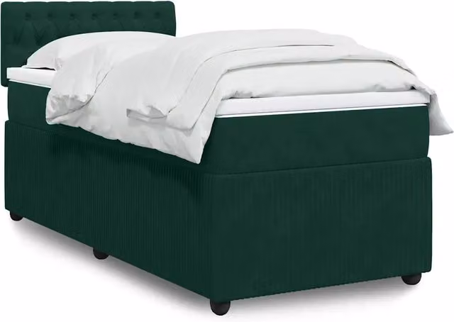 Letto Ibrido vidaXL con Materasso a Molle Insacchettate e Rivestimento in Velluto Verde, L: 80 cm, P: 200 cm – 1