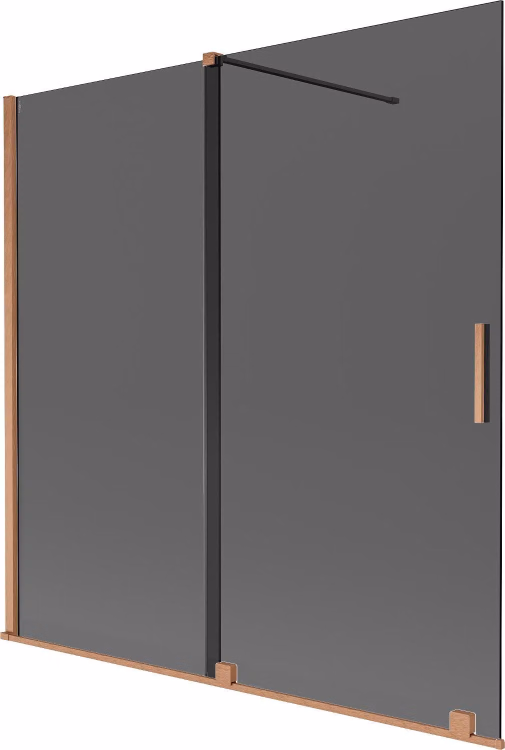 Mexen Velar paravento per vasca da bagno a 2 ante scorrevoli 160 x 150 cm, grafite, rame spazzolato - 896-160-000-41-65