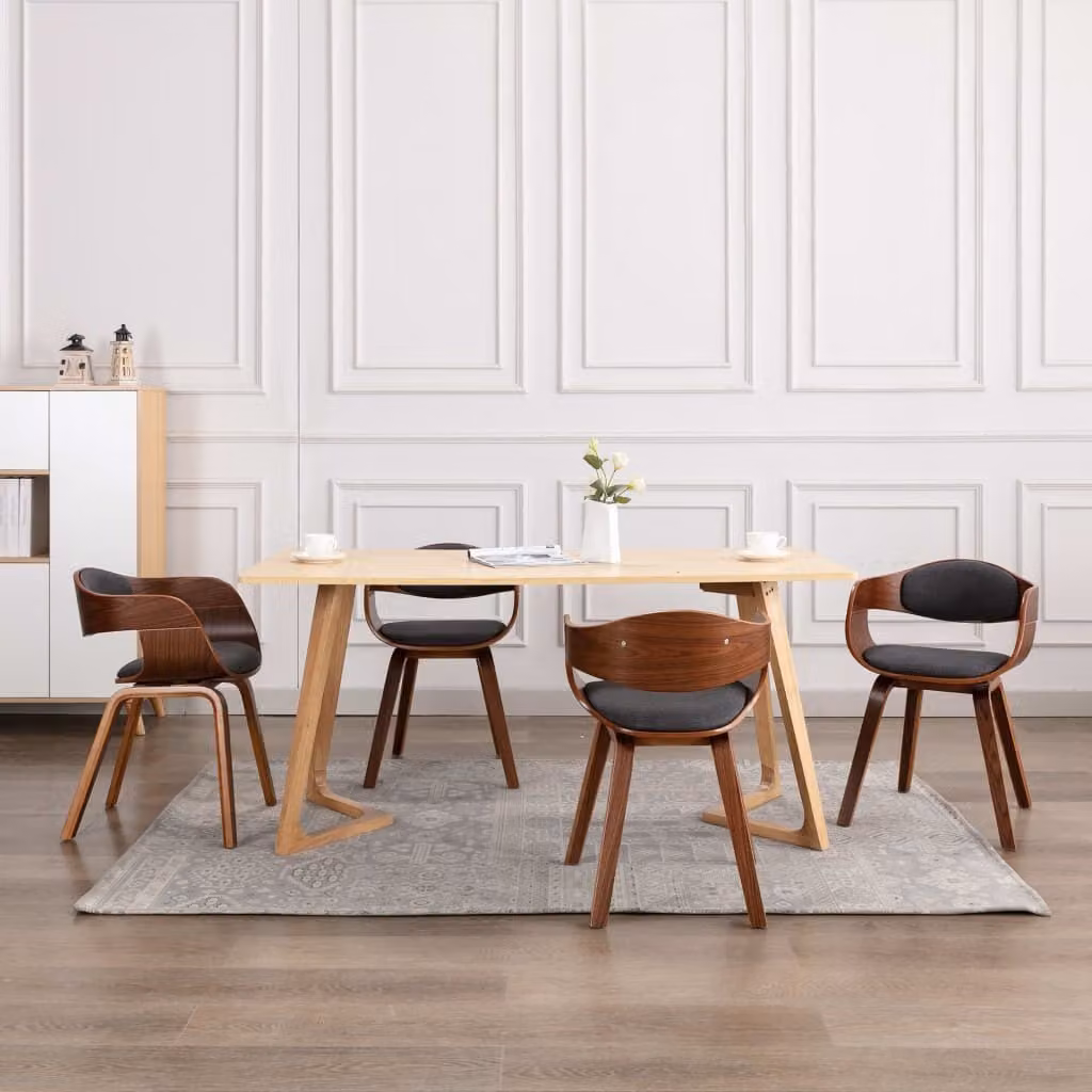 The Living Store Sedie da pranzo 6 pezzi. Legno di bengala e tessuto grigio