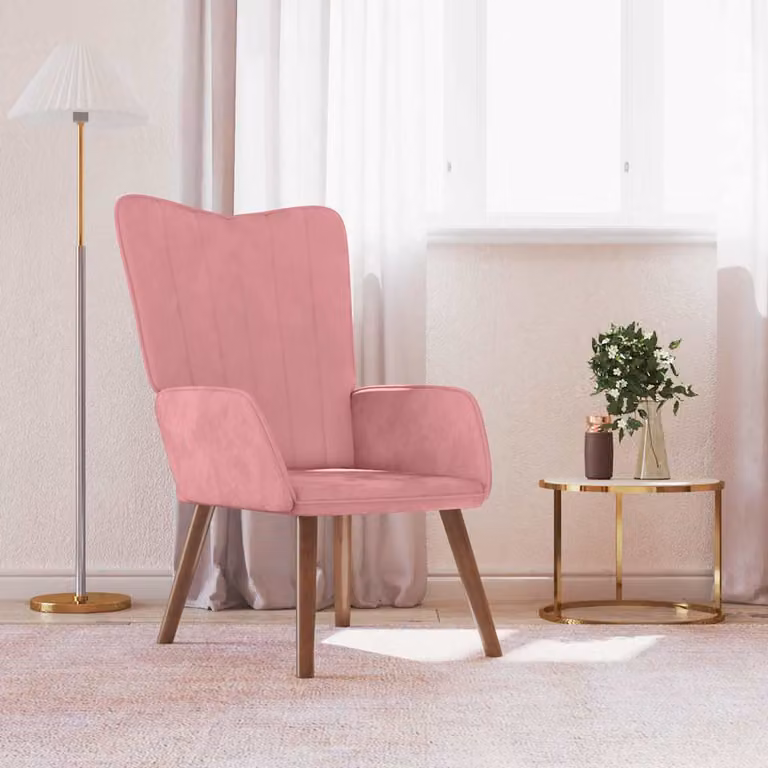 Poltrona Relax vidaXL in Velluto Rosa con Braccioli e Design Moderno