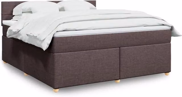 Letto Ibrido vidaXL con Giroletto a Molle e Materasso in Tessuto Marrone e Bianco L/P: 180 x 200 cm – 1
