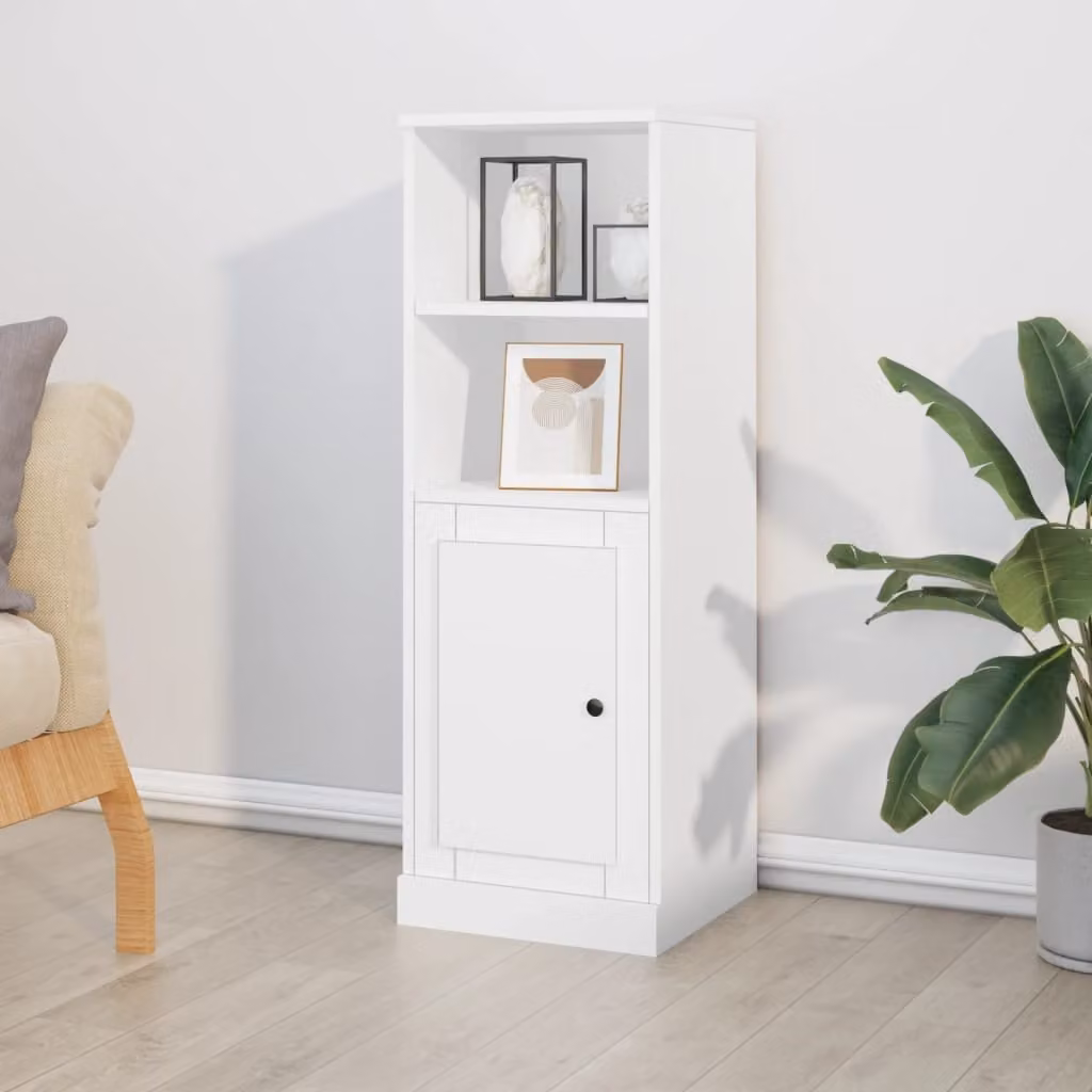 Credenza bianca vidaXL in legno multistrato e MDF, design minimalista, da appendere al muro, L: 36 cm, P: 35,5 cm, H: 103,5 cm