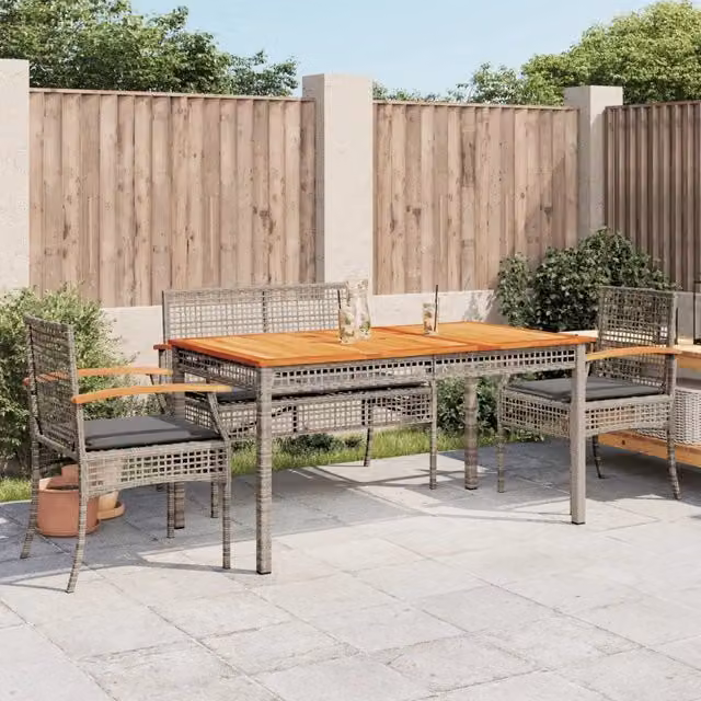 Set da Pranzo da Giardino 5 pz con Cuscini in Polyrattan Grigio 3213577