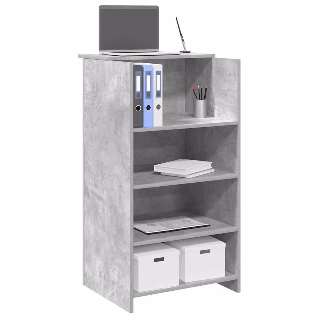 vidaXL Banco Reception Moderno Grigio Cemento e Legno Multistrato L/P/H: 55 x 50 x 103,5 cm