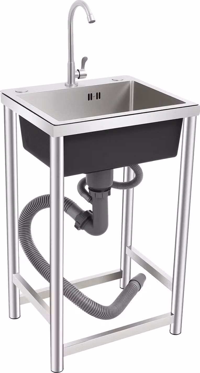 Lavello da cucina, acciaio inox, facile da installare, argento