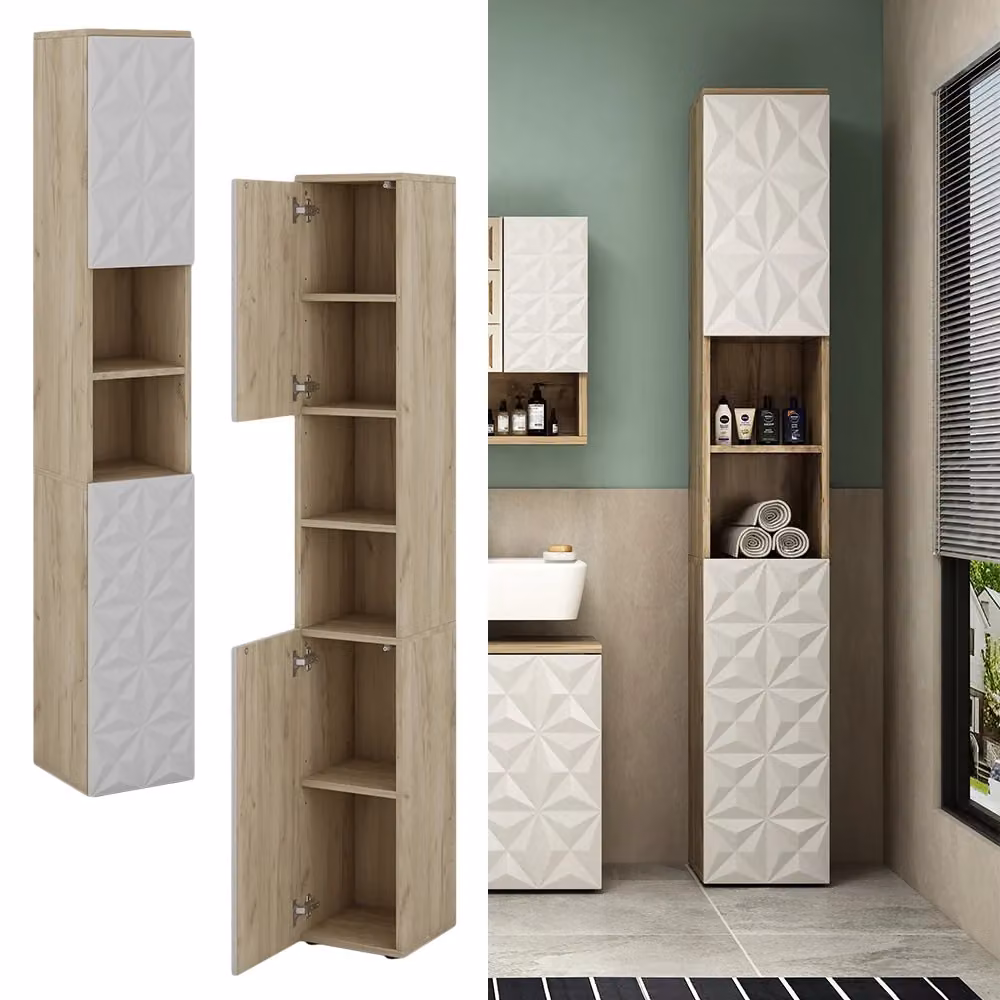 Armadio per il bagno Edge Vicco Bianco con 2 ante e ripiani interni L: 30 cm, H: 189.5 cm – 2