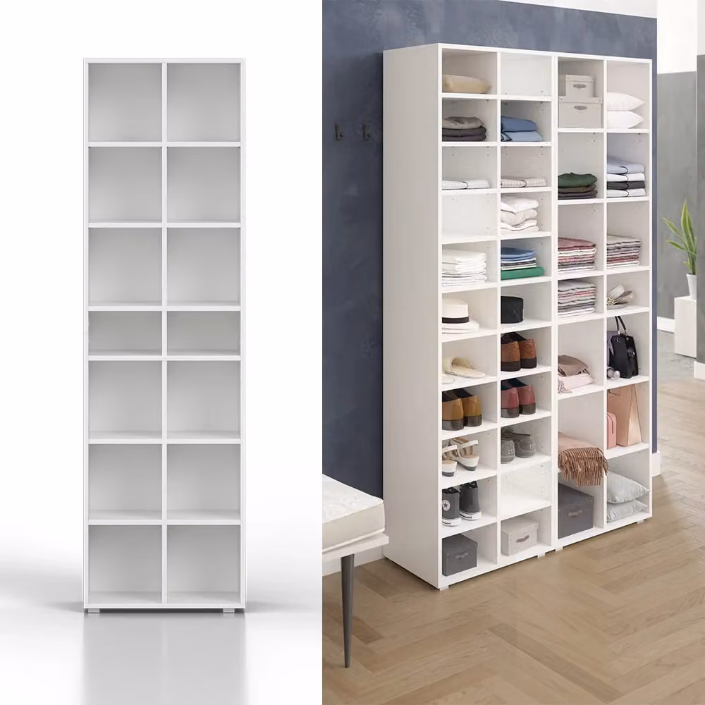 Scarpiera Vicco Paris Bianco con 22 scomparti L: 52.4 cm, P: 33.3 cm, H: 183.3 cm – 2