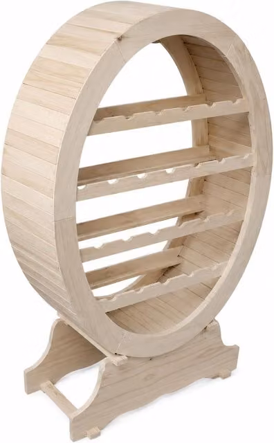 Portabottiglie classico in legno di pino grezzo Mobili 2G L: 79 cm, P: 31 cm, H: 123 cm