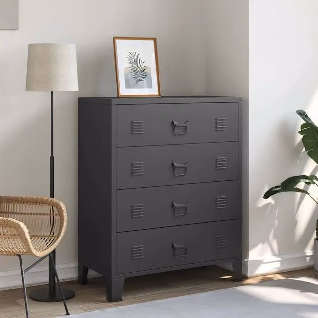 Cassettiera in metallo in stile industriale vidaXL nera L: 78 cm, P: 40 cm, H: 93 cm – 1