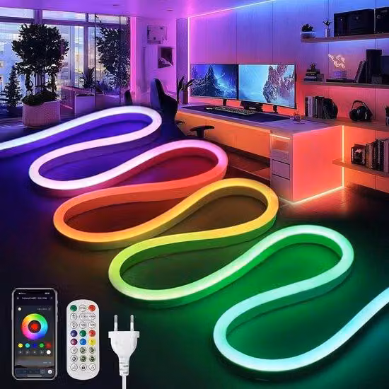 Striscia LED RGB da 2 m, impermeabile, sincronizzazione musicale, per interni ed esterni, con telecomando