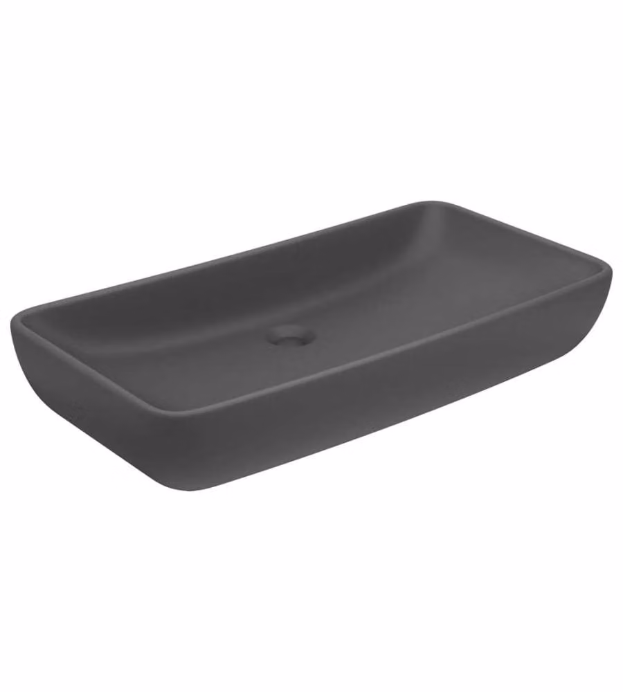 Lavabo da appoggio rettangolare vidaXL in ceramica grigio scuro opaco L: 71 cm, P: 38 cm, H: 13,5 cm – 2
