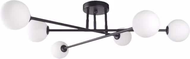 Plafoniera Light Prestige Dorado in metallo e vetro nero con 6 lampadine G9, Diametro: 80 cm