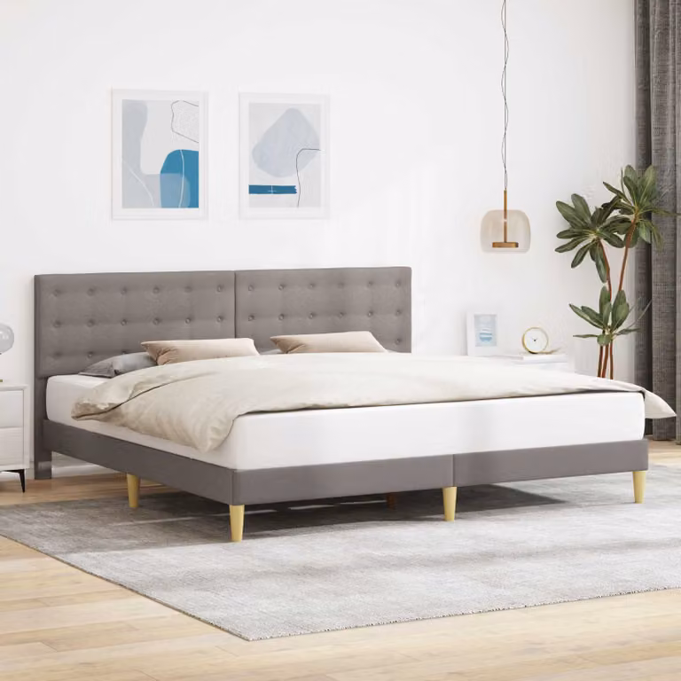 Struttura del letto con testiera vidaXL in tessuto beige e grigio, L/P: 180 x 200 cm