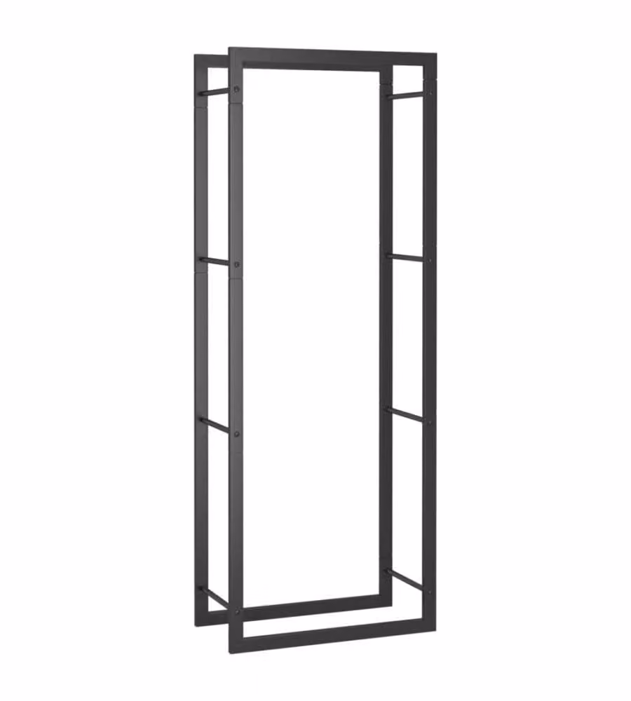 vidaXL Portalegna in Metallo Nero Opaco L: 50 cm, P: 28 cm, H: 132 cm – 2