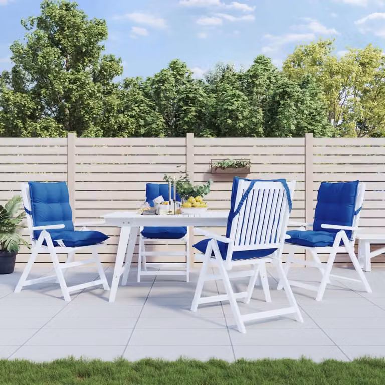 Set di 4 cuscini per sedia con schienale basso vidaXL in tessuto Oxford blu, impermeabili e traspiranti