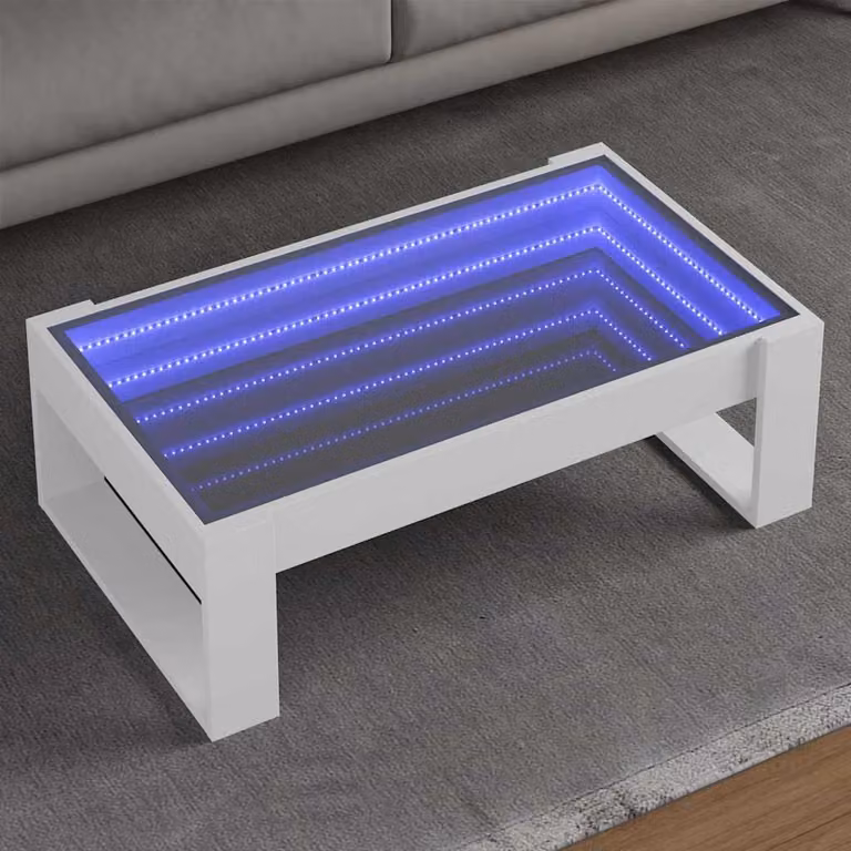 vidaXL Tavolino da Salotto con LED Infinity Bianco 90x53x30 cm
