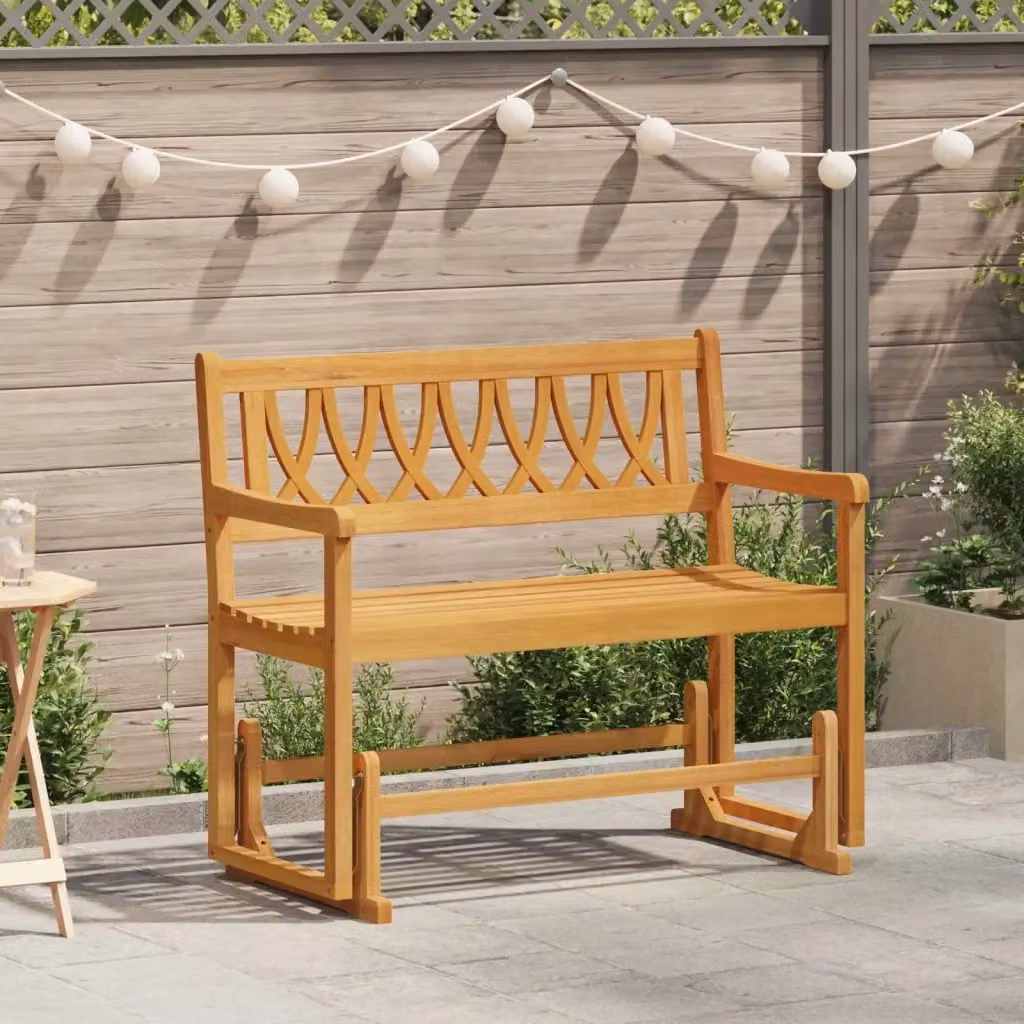 Panchina Glider da Giardino in Legno di Acacia Marrone con Braccioli L: 110 cm, P: 59 cm, H: 97 cm – 2