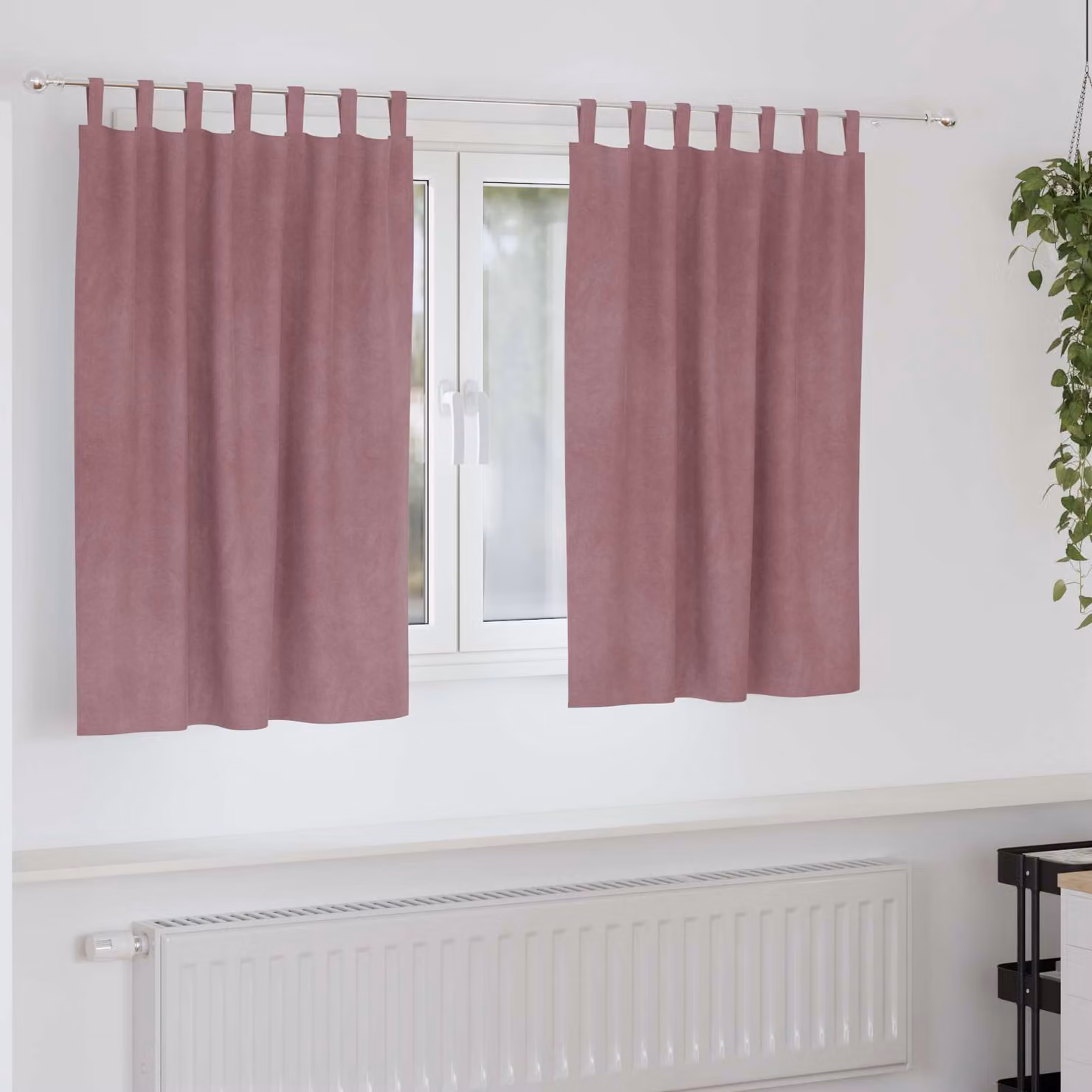 Set di 2 tende oscuranti vidaXL in velluto rosa, L 140 cm x H 140 cm