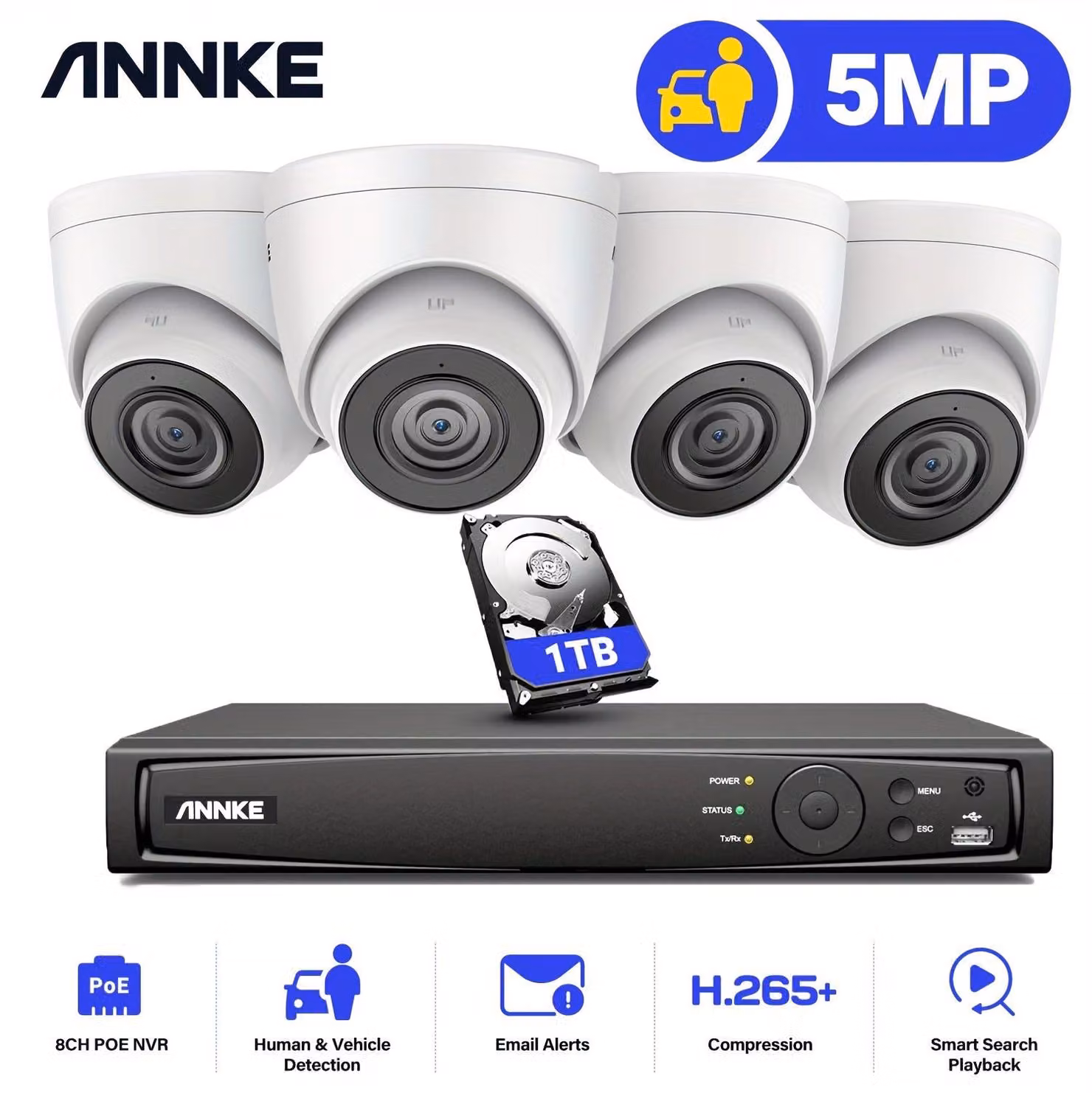 Sistema di sicurezza IP - Telecamera di sorveglianza - Kit di videosorveglianza - Sistema di sicurezza NVR - Risoluzione 3K 6MP
