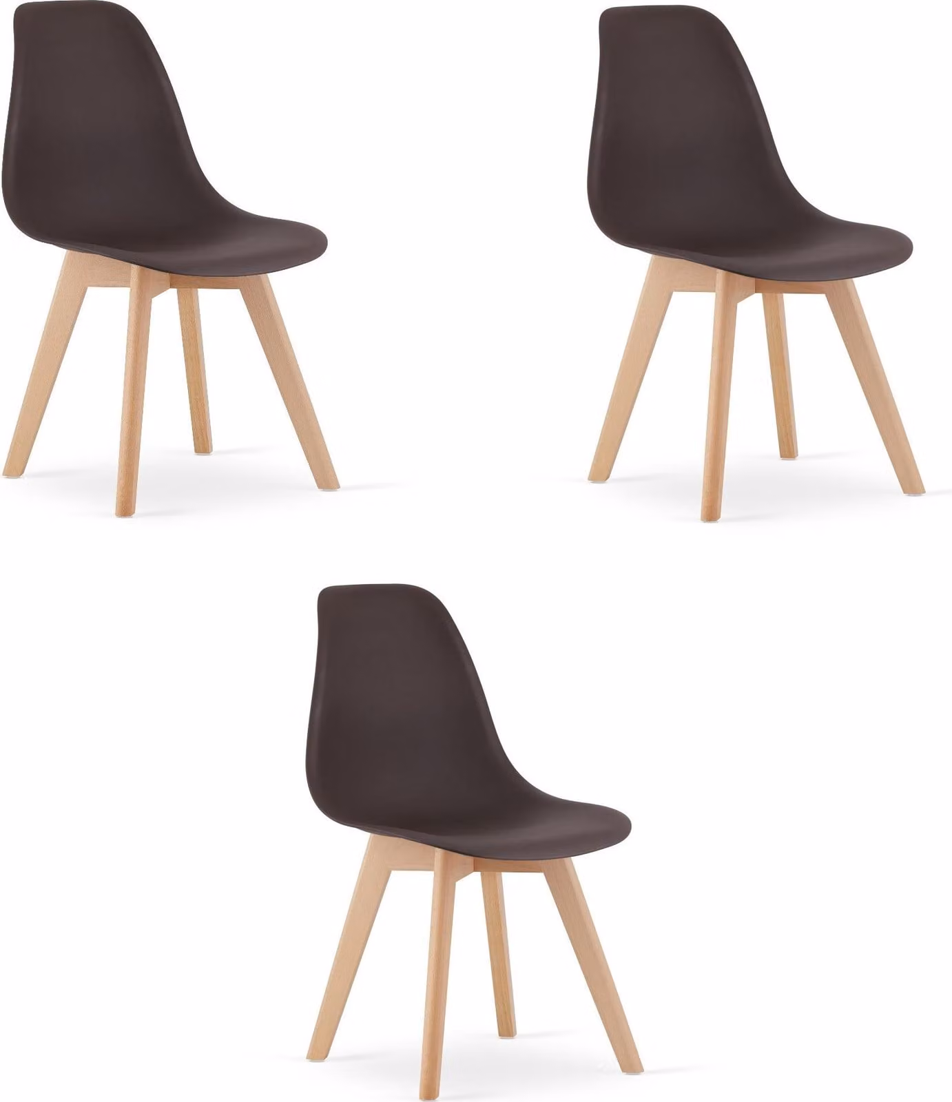 Sedia KITO caffè / gambe naturali x 3