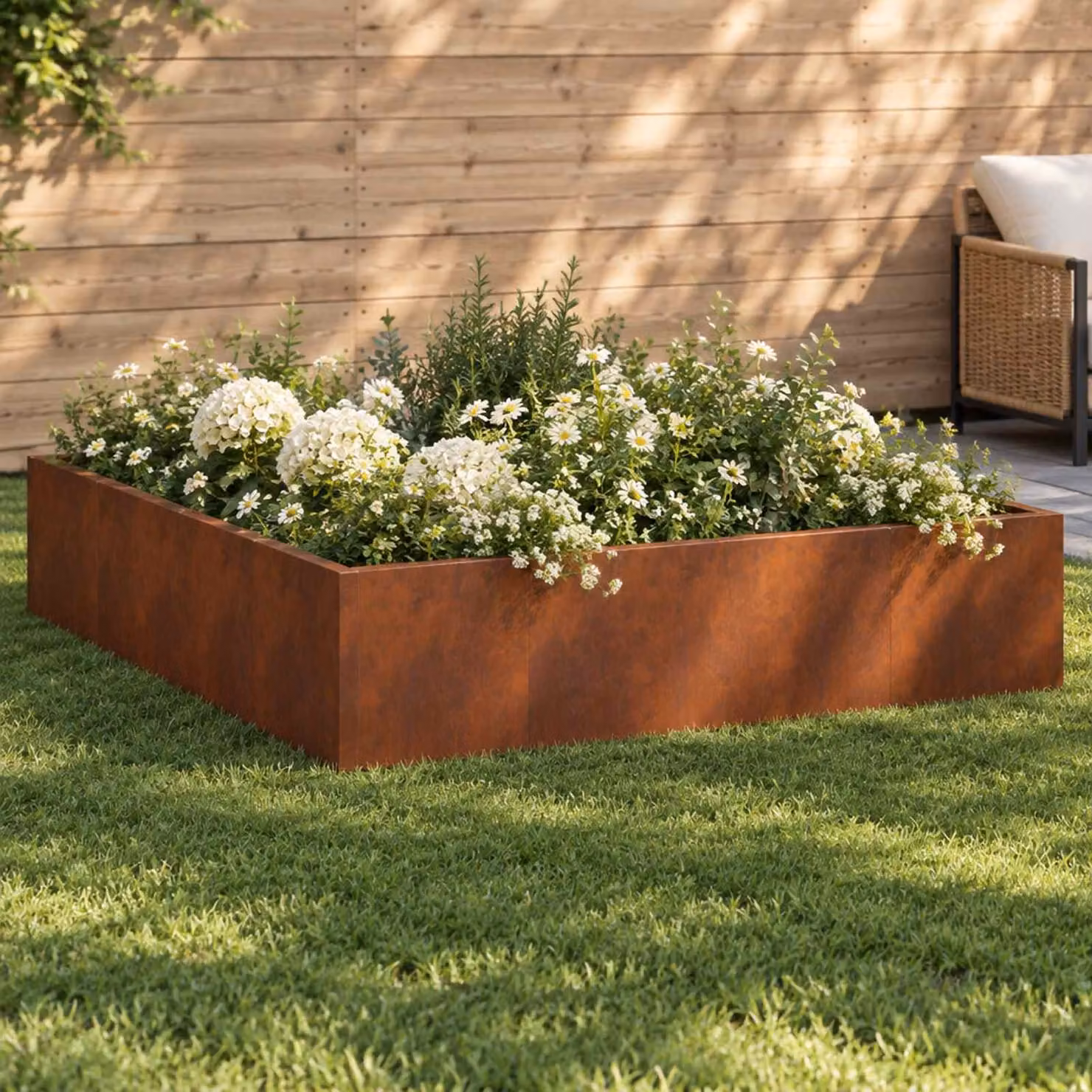 Set di 8 muri di contenimento vidaXL in acciaio Corten color marrone L 300 x H 100 x P 30 cm