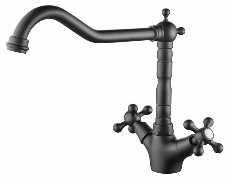 Miscelatore da cucina nero con bocchetta angolata, modello Heritage Ascot, marca Aquanello